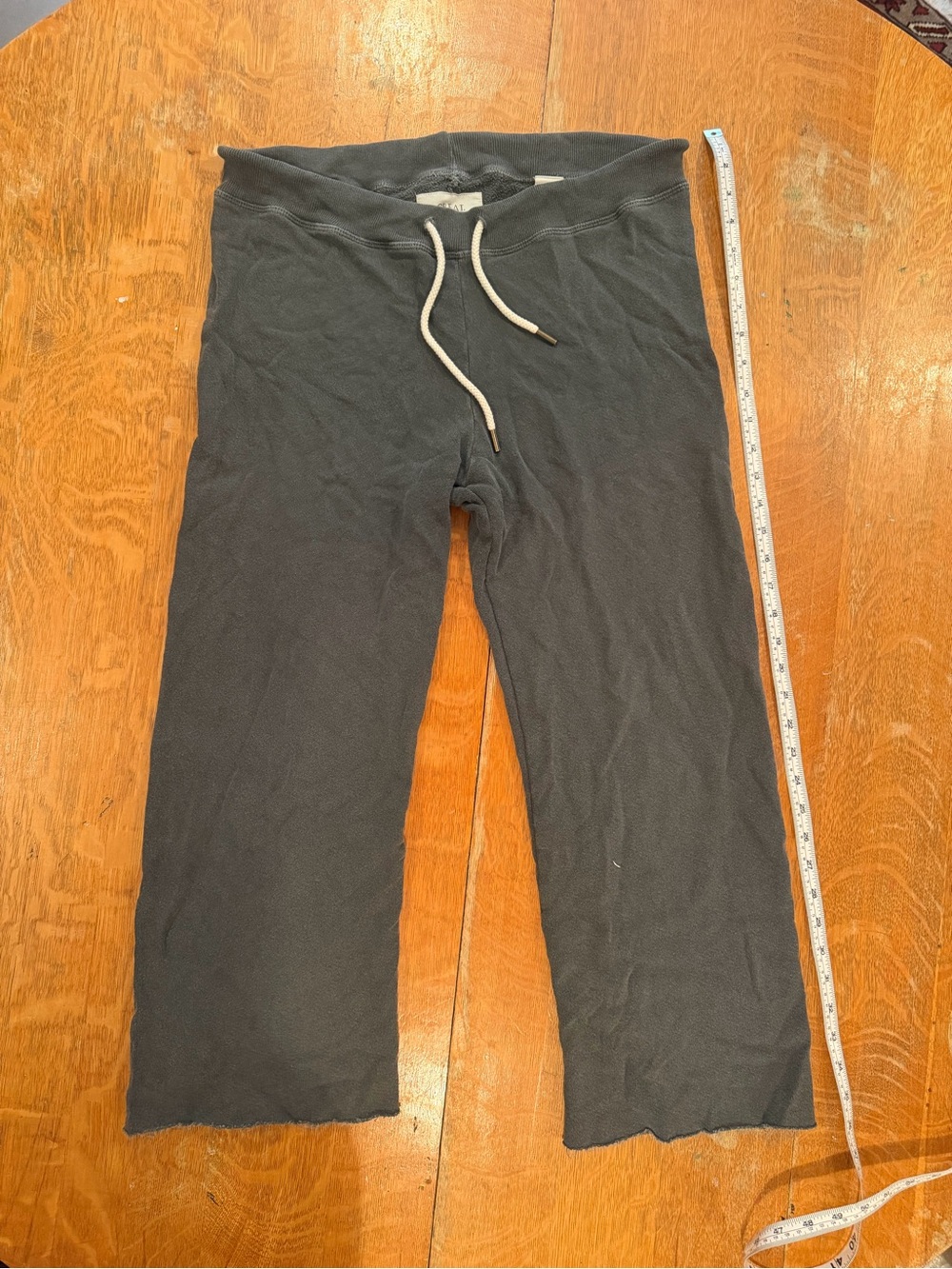 Womens’s The Great Charcoal Gray Cropped 100% Cotton Drawstring Sweat Pants